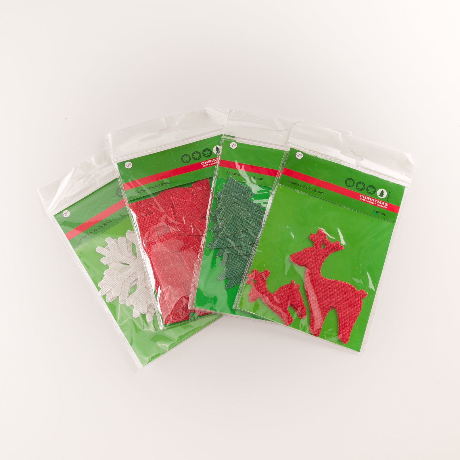 Springs Creative Christmas Burlap Adhesive Shapes Bundle, 49 Pieces