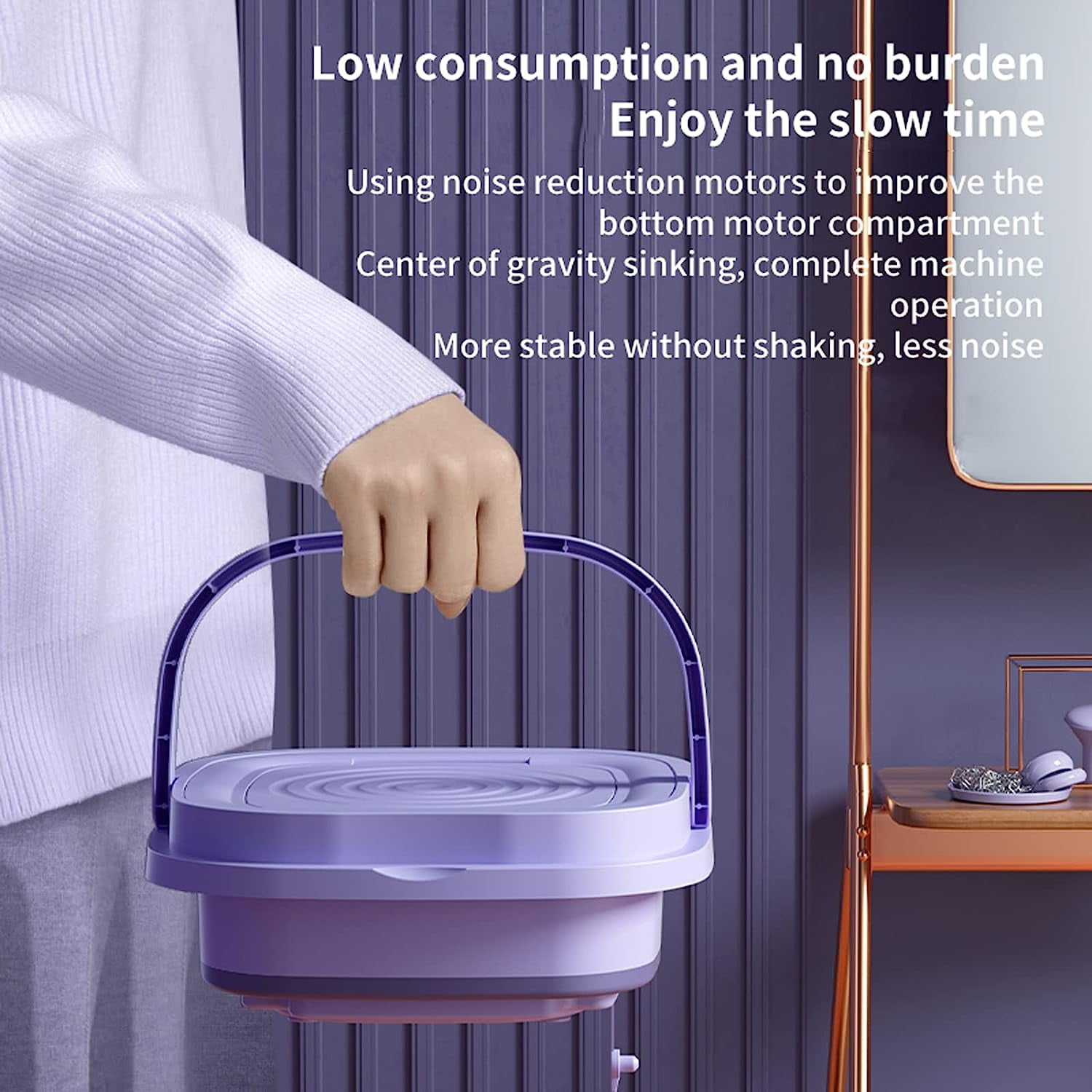Rowsily Folding Mini Portable Washing Machine 6.5L with Blue Light And Drain Basket