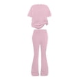 thumbnail image 4 of UACY Girls' Clothing Set, Short Sleeve T-Shirt and Bell Bottom Pants 2-Piece Cute Spring Outfit, Sweatsuit School Uniform (Pink, 11-12 Years), 4 of 4