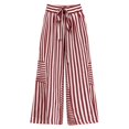 thumbnail image 4 of BODOAO Women's Floral Wide Leg Pants, Casual Summer Elastic Waist Lightweight Palazzo Trousers with Soft Draped Fabric, Loose Relaxed Fit and Pull On Design Shape Brick Red S, 4 of 5