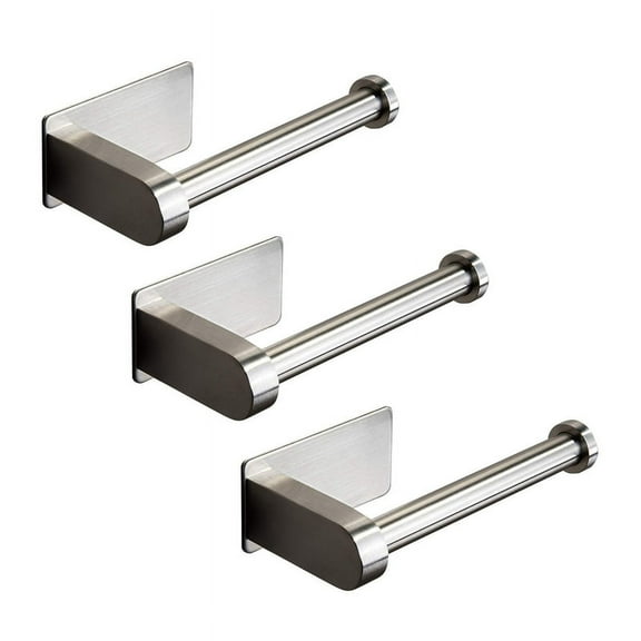 3X Self Adhesive Toilet Paper Holder-Bathroom Toilet Paper Holder Stand No Drilling Stainless Steel Brushed