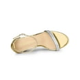 thumbnail image 4 of BLISSFUL STEP Women's Sandals Rhinestone Chunky Heel Ankle Strap Open Toe Party Shoes Gold 9, 4 of 7