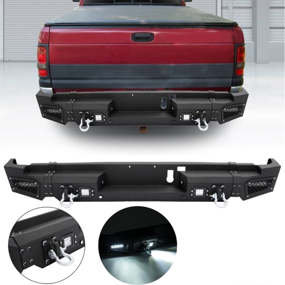 KOJEM Front Bumper Assembly, Fit for 2019-2021 Dodge Ram 1500, with LED Lights Steel Black 2 Packages！！！