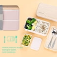 thumbnail image 6 of Original Bento Box Lunch Box Japanese Style 2 Layer Food Containers with Utensils Spoon and Fork Bundle Divider Salad Box for Men Women(Pink), 6 of 11