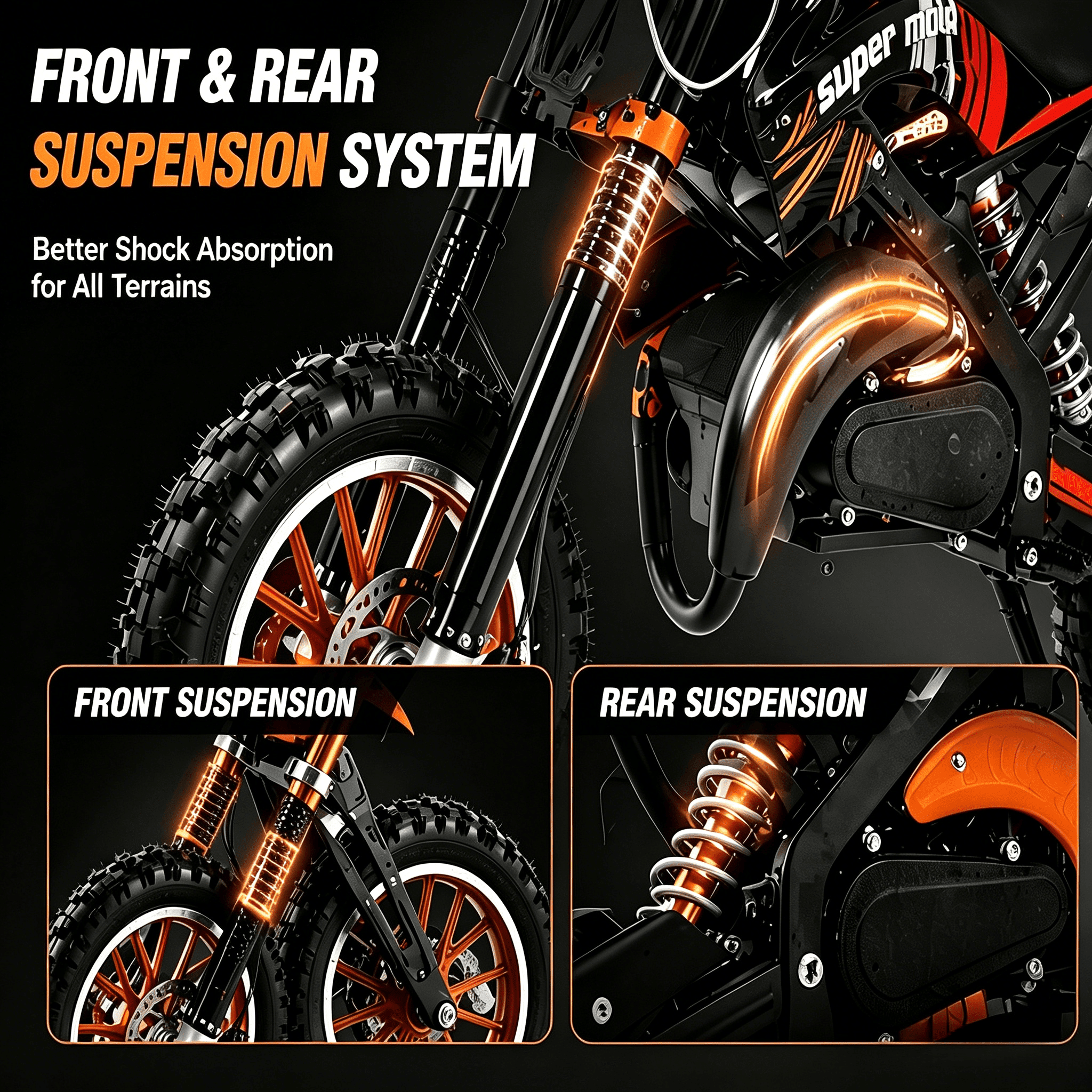 Ktoebyco 49cc Kids Dirt Bike for Ages Ages 7-13, Gasoline Powered 2-Stroke 1-Seater Mini Motorcycle, 1.5L Fuel Tank,Orange