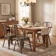 thumbnail image 3 of Lacoo Metal Dining Chair Indoor-Outdoor Use Stackable Classic Trattoria Chair Chic Dining Bistro Cafe Side Metal Chairs Set of 4, Gunmetal, 3 of 7