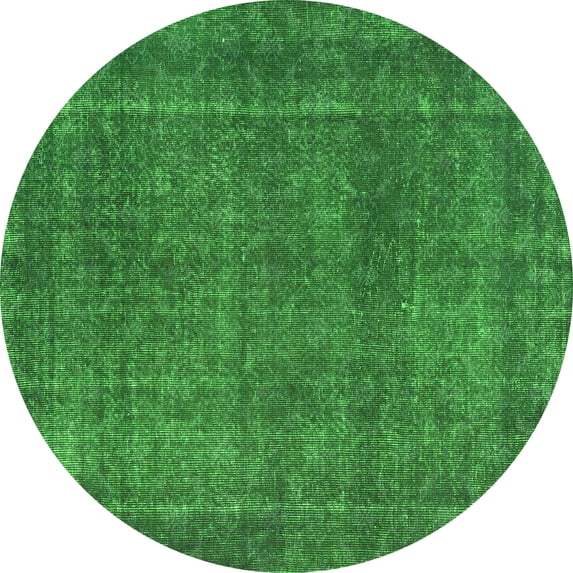 Ahgly Company Indoor Round Abstract Green Contemporary Area Rugs, 7' Round