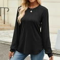 thumbnail image 2 of Women Blouses Fashion Long Sleerainbowe Pleated Ruffles Top Black Casual Summer Tops L, 2 of 4