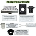 thumbnail image 4 of SereneDrains 304 Stainless Steel 6 Inch Square Polished Chrome Shower Drain Kit with Base Square Design for Tile Floor Drain Grate Cover Hair Catcher Trap, 4 of 10