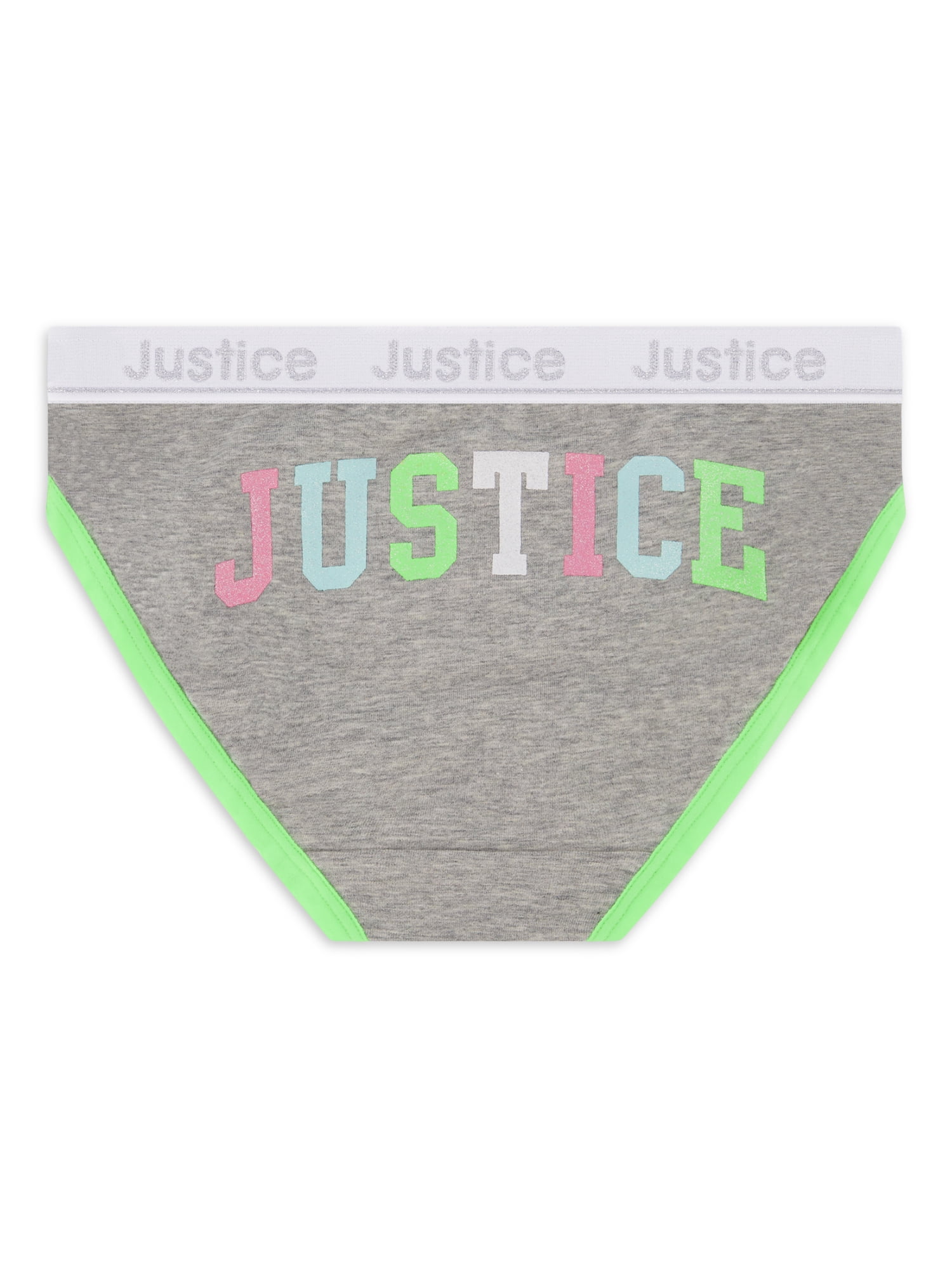 Justice Girls Oh So Soft Cotton Stretch Logo Elastic 5 Pack Hipster