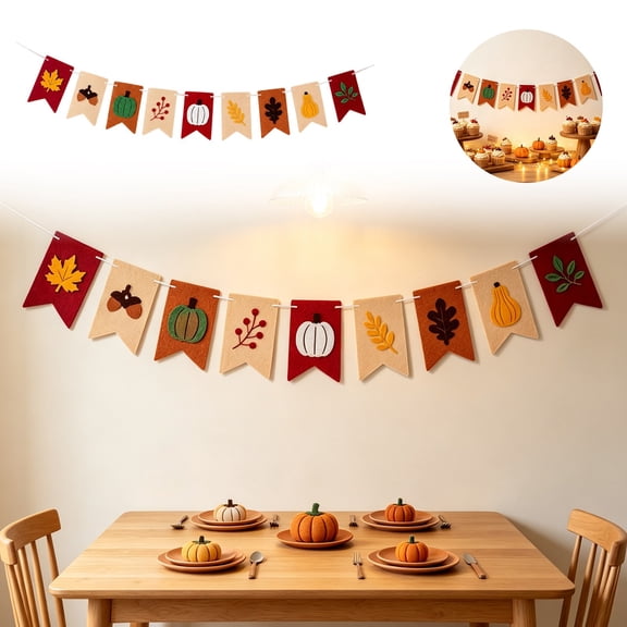Paper Autumn Hanging Swirl Banner with Pumpkins Acorns Leaves Festive Lightweight Easy Repositionable for Mantel Doorway Wall Thanksgiving Farmhouse Party Indoor Fall Season Decor Orange