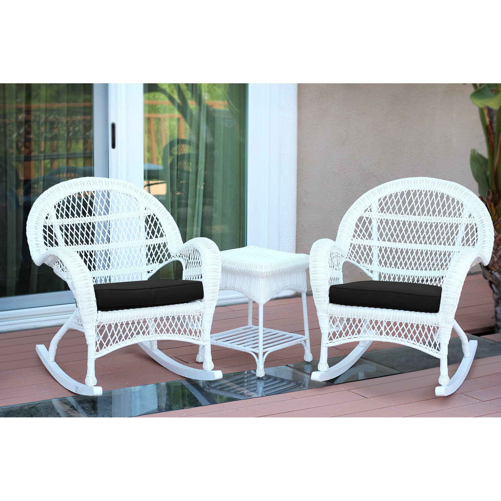 Jeco Santa Maria 3 Piece Wicker Rocker Chat Set with Optional Cushion - image 3 of 11