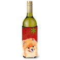 thumbnail image 1 of Pomeranian Copos De Nieve Rojos Y Verdes Vacaciones Navidad Botella De Vino Aislador De Bebidas Aislador De Bebidas Hugger, 1 of 1