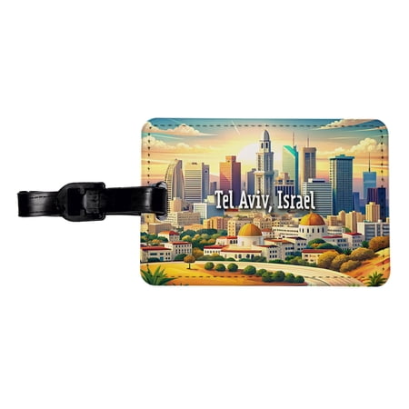 Tel Aviv, Israel Travel City Country Stamp Faux Leather Travel Luggage Tag