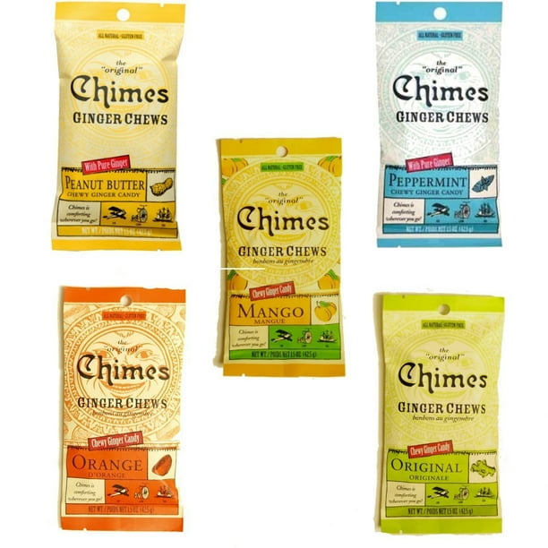 Chimes Ginger Chews 5 Pack All Flavors! (Original, Mango, Orange