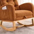 thumbnail image 3 of Xukmct Upholstered Leisure Chair Rocking Chair with Side Pocket, High Back Lounge Chair for Living Room, Bedroom, Office, Caramel, 3 of 10