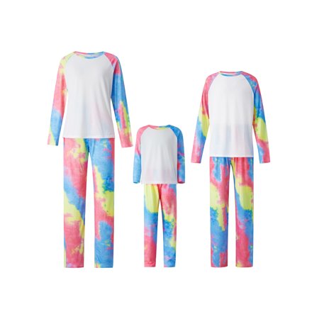 

GuliriFei Family Christmas Pjs Matching Sets Baby Long Sleeve Tie-dyed Printing Tops and Pants Matching Jammies Sleepwear Set