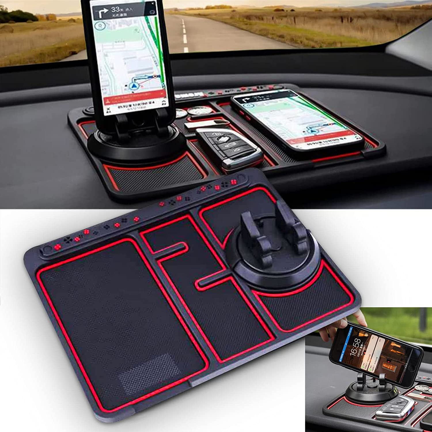 1 Pc Car Auto Dashboard Non-Slip Rubber Mat Phone Holder Pad Stand Accessories