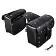 thumbnail image 1 of Black PU Leather Motorcycle Saddlebag Set - Retro Stylish, Large Capacity Storage for Essentials, Quick-Release Buckle, Waterproof Design, Easy Installation with Attached Ropes - Compatible with Most, 1 of 6