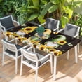 thumbnail image 2 of Spring Gnomes Table Cloths for 5 Foot Rectangle Tables, Farmhouse Botanical Sunflowers Wooden Grain Patio Waterproof Elastic Fitted Tablecloths, Washable Rectangular Table Cover for Camping, 2 of 8