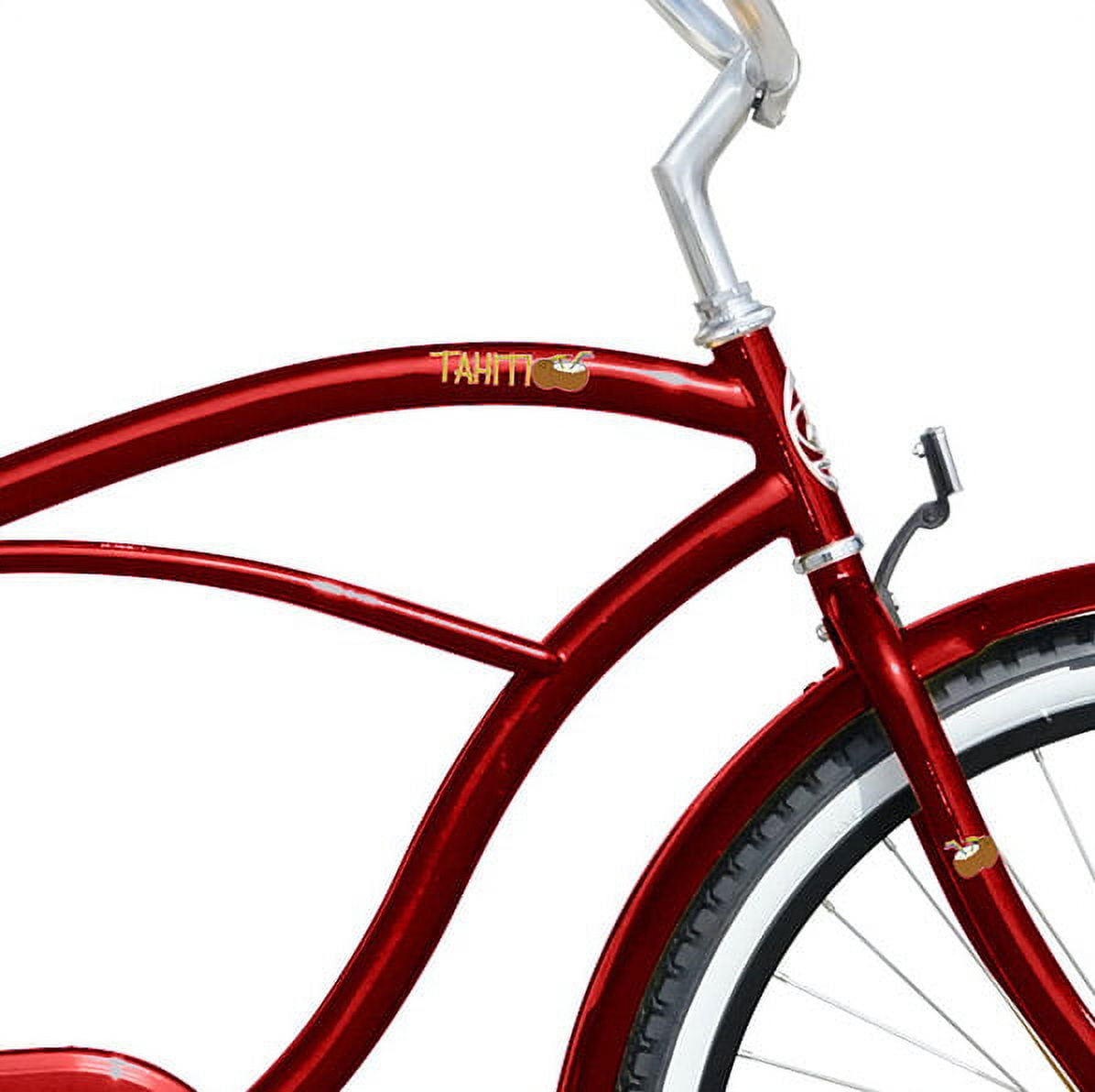 Wonder Wheels 26" Beach Cruiser Coaster Brake Stainless Steel Spokes One Piece Crank Alloy Matte Black Rims 36H W/ Fenders - Red & Black