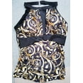 thumbnail image 2 of Eternatastic Women Two Piece Swimsuit High Neck Plunge Mesh Ruched tankini Swimwear XL Yellow-Floral, 2 of 4