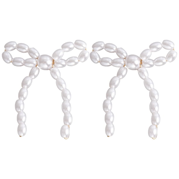 Pendientes de lazo de perlas para las mujeres Pendientes de la gota de la perla nudo colgante Pendientes de lazo para las mujeres Chica para Regalos