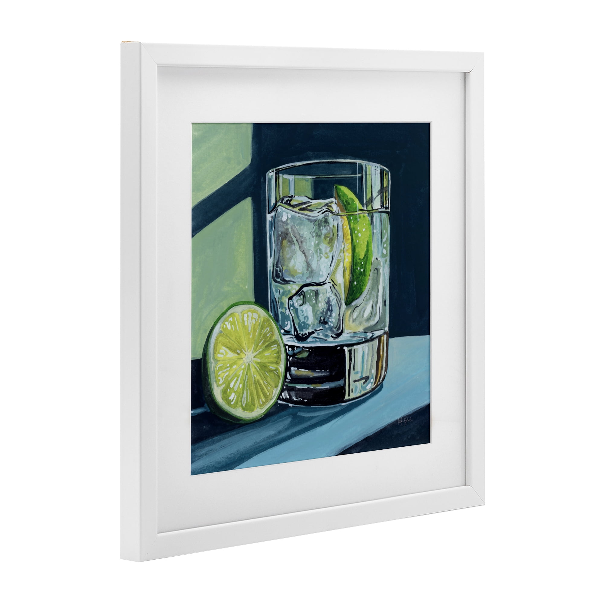 Stupell Industries Lime & Gin Tonic Cocktail White Framed Print Under Glass, design by Kate Jarvik Birch