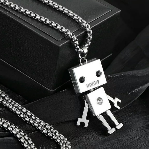 GKNET 3D Silver Android Robot Pendant Necklace Men's Women's Delicate Jewelry Chain 24" Gift