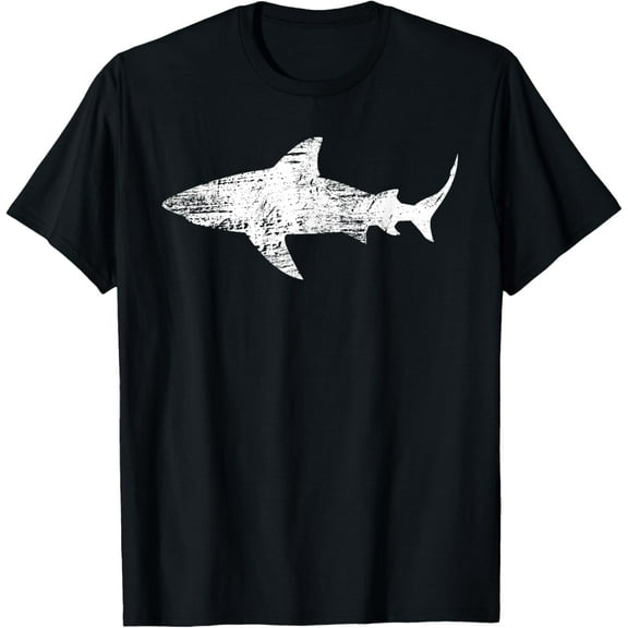 Vintage Shark Silhouette | Hammerhead Shark Tiger Shark T-Shirt men and women can wear, black, white, gifts