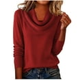 thumbnail image 7 of hotojiny Fall Sweaters for Women Casual Solid Color Cowl Neck Long Sleeve Knit Sweaters Lightweight Loose Warm Pullover, 7 of 7