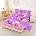thumbnail image 2 of Erosebridal Colorful Kawaii Unicorn Full Size Sheets For Girls,Watercolor Stars Print Kids Bed Sheets 4 Pieces, 2 of 6