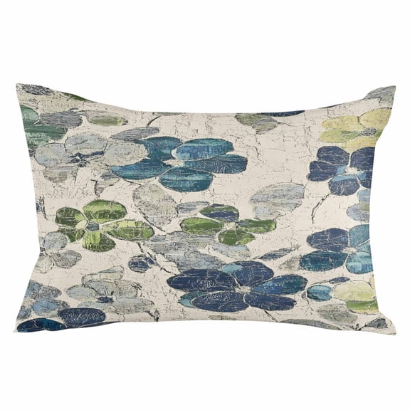 Teal Green Grey Leaves Throw Pillow Cover 20 x 36 Inch Decorative Pillow Cover Vintage Beige Crack Texture Lumbar Pillowcase Seasonal Rectangle Cushion Case for Couch Sofa Bed Living Room