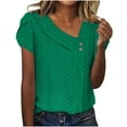 thumbnail image 1 of Camisetas Casuales de las Mujeres, Suelto Verano Color Sólido, Cuello en V Manga Corta para las Mujeres, 1 of 5