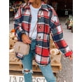 thumbnail image 2 of Christmas Flannel Shirts for Women Casual Plaid Long Sleeve Shackets Jackets Womens Button Down Boyfriend Coats Blouses Shermie, 2 of 3