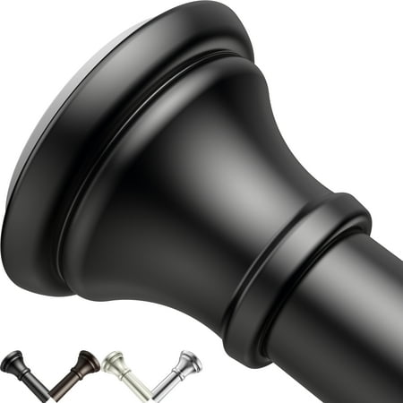 bloomflower black shower curtain rod, 43-72 inches, matte black,never rust , metal rod,tension rod with spring