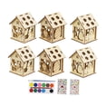 thumbnail image 2 of 6 piezas de manualidades para pintar casas de madera, kit compacto de manualidades para pintar Pascua para adultos en invierno., 2 of 7