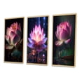 thumbnail image 3 of Designart "Beautiful Pink Lotus Blossoming Elegance I" Lotus Framed Wall Art Set Of 3 - Pink Modern Frame Gallery Set For Office Decor, 3 of 6