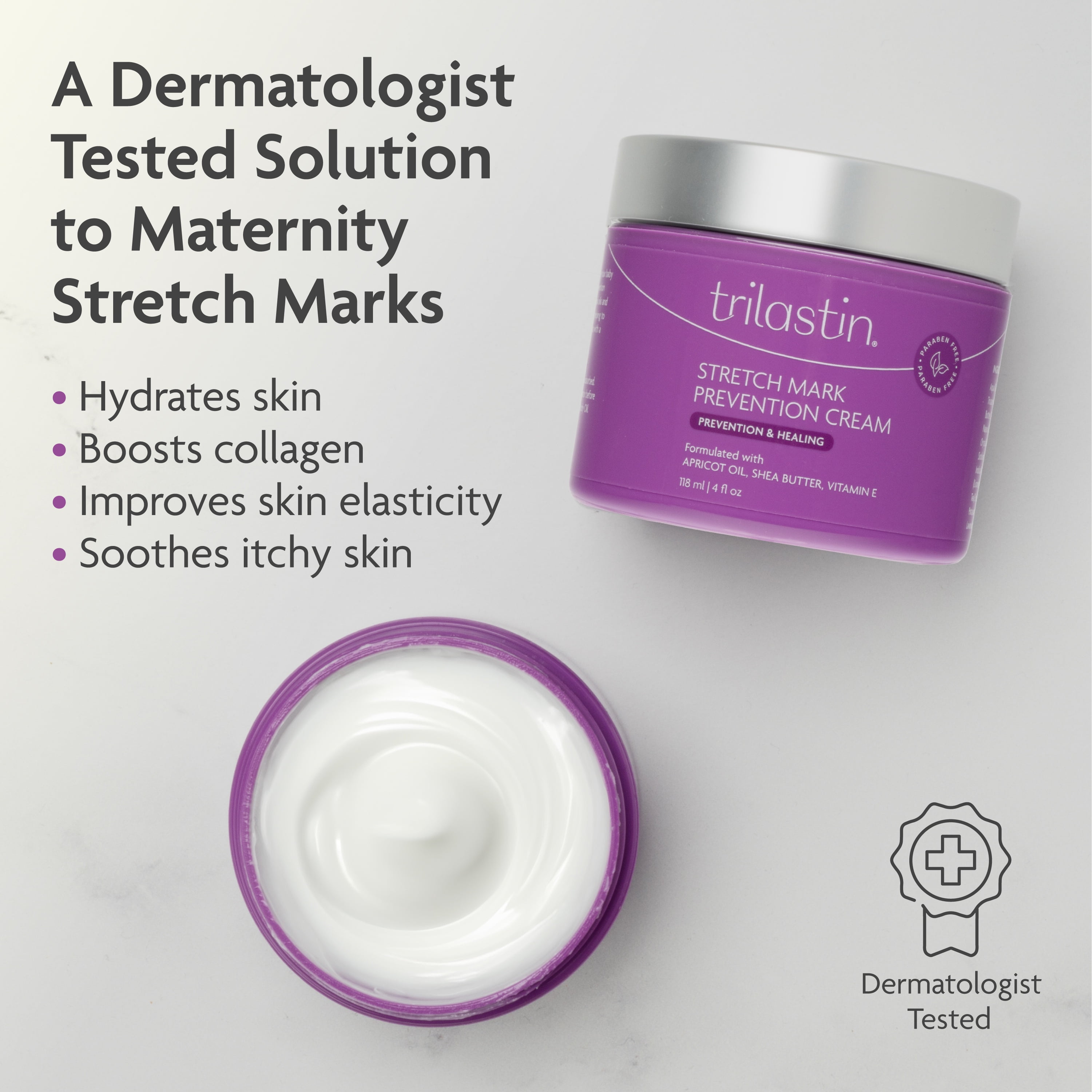 TriLASTIN Maternity Stretch Mark Cream, 4 oz (2 Pack), Pregnancy & Postpartum Belly Lotion