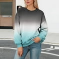 thumbnail image 2 of Olyvenn Women Gradient Print Crew Neck Long Sleeve Loose Fit Hoodless Sweatshirt Casual Comfortable Fall Tops Green XXL, 2 of 4