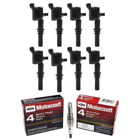 Set of 8 ISA Ignition Coils & Motorcraft Spark Plugs SP515 For 2004-2008  Ford F-150 5.4L V8 Compatible with DG511 UF537