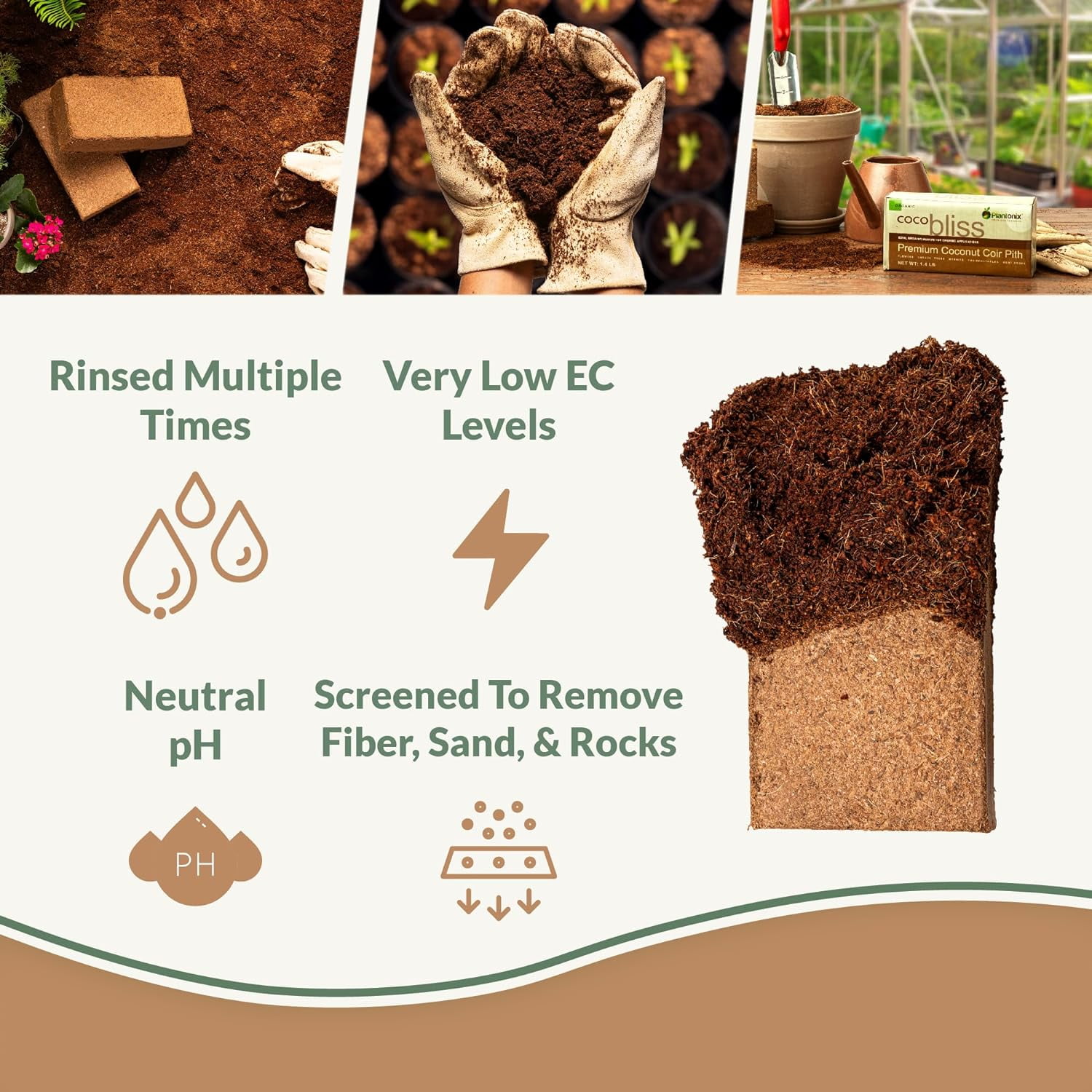 20-Pack Organic Coco Coir Bricks, 650g OMRI Listed Coconut Coir for Planting & Gardening