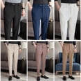 2024 Men‘s Slim Fit Tapered Dress Pants Apricot Pearlescent Texture