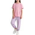 thumbnail image 2 of Asgosdo Girls 2 Piece Outfits Fashion Short Sleeved T-Shirt and Jogger Pants Clothing Sets Size 1-12 Years, 2 of 5