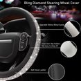 thumbnail image 2 of Bling Leather Car Steering Wheel Cover Set with Crystal Diamond Rhinestones, 15-Inch Universal Bling Leather Steering Wheel Protector, 2PCs Bling Seat Belt Covers, 2 PCs Bling Ring Emblem, 2 of 7