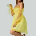 thumbnail image 3 of SAYOO Vestido casual femenino, cuello cuadrado de color sólido de verano, manga larga, S / M / L / XL SAYOO  moda, 3 of 9