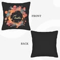 thumbnail image 6 of Set of 2 Decorative Throw Pillow Covers 18x18in - Vibrant Black Background with Overlapping Orange & Pink Circles ' Just Breathe ' Cursive Design, 6 of 8