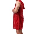 thumbnail image 3 of Men's Sexy Hollow Hooded Sleeveless Robes Bathrobes Mesh See-Through Lingerie Sleepwear Pajamas, 3 of 5