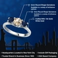 thumbnail image 2 of Gem Stone King 14K White Gold Peach Morganite & Blue Sapphire 3-Stone Engagement Ring | 1.10 Cttw | Round 5MM and 4MM | Three Stone Wedding Anniversary Promise Ring for Women (Size 8), 2 of 6