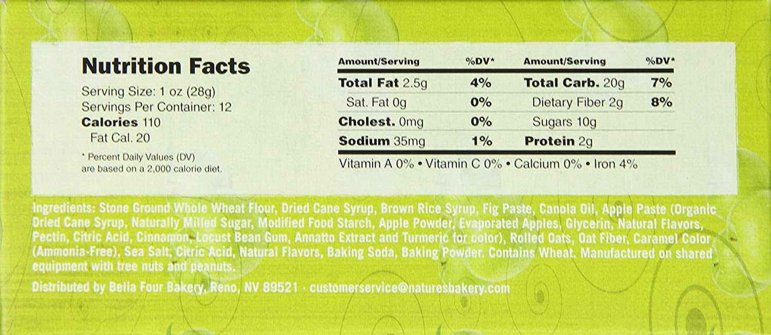Nature's Bakery Stone Ground Whole Wheat Apple Cinnamon Fig Bars, 12 oz, (Pack of 6)